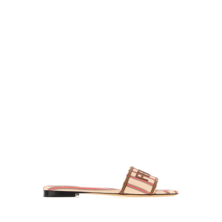 Embroidered Canvas Fendi Sunshine Slippers Ecr Ross Ner+sellier - Women