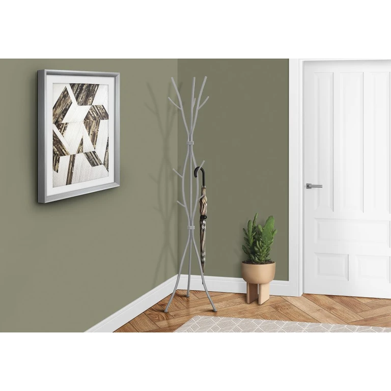 Hammered Silver Contemporary Coat Rack