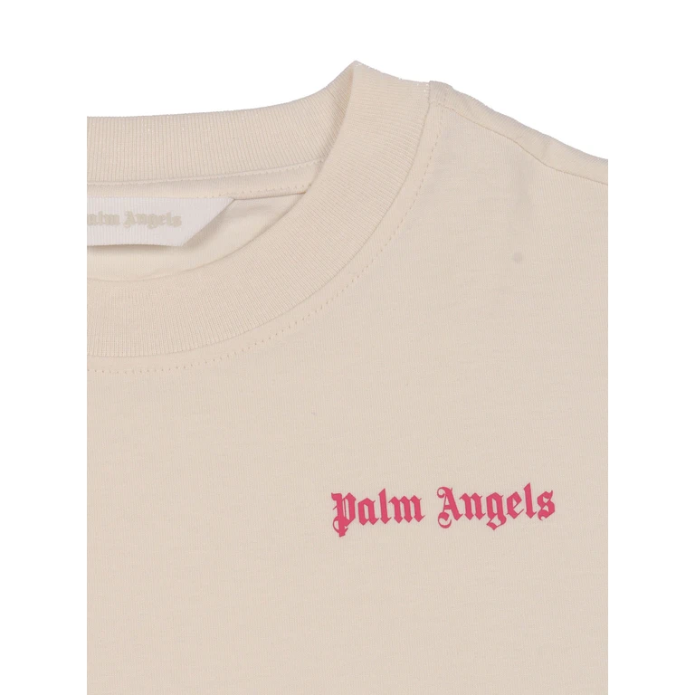 Palm Angels LOGO REG. T-SHIRT S-S GIRL Beige Cotton Short Sleeves