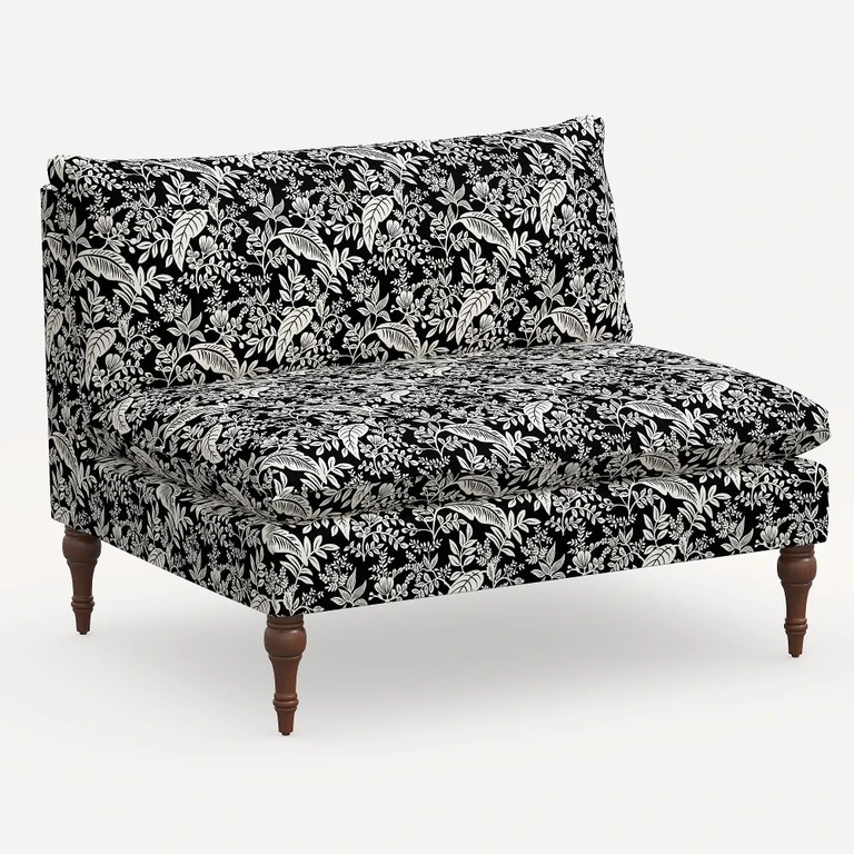 Louie Armloses Zweisitzer-Sofa in Creme & Schwarz