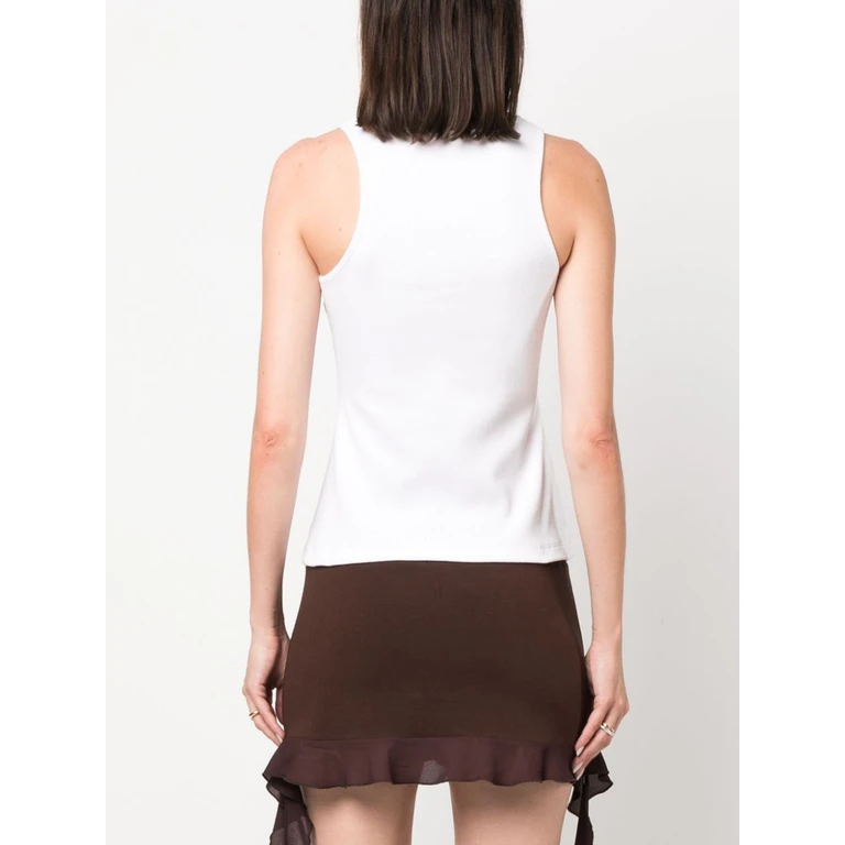 Blumarine Stretch Cotton Tank Top With Logo