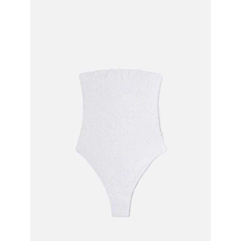 Mc2 Saint Barth Khyra Bandeau One-Piece Swimsuit White Sangallo Textile One Piece - Women