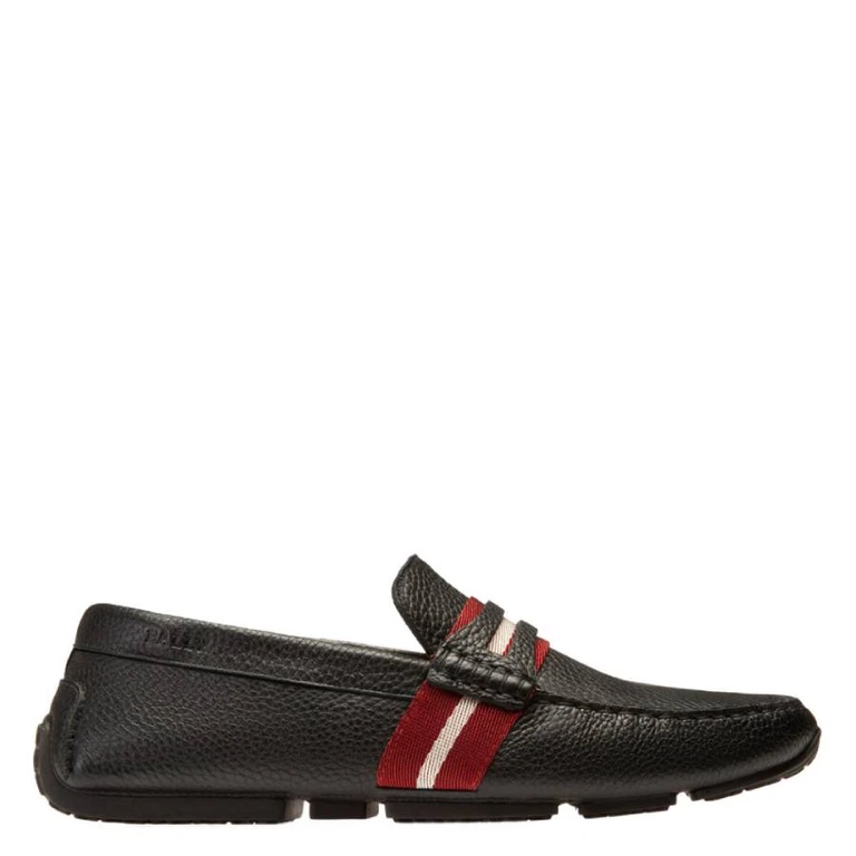 Bally Peitro Stripe Detail Leather Loafers, Brand Size 6.5 ( US Size 7.5 )
