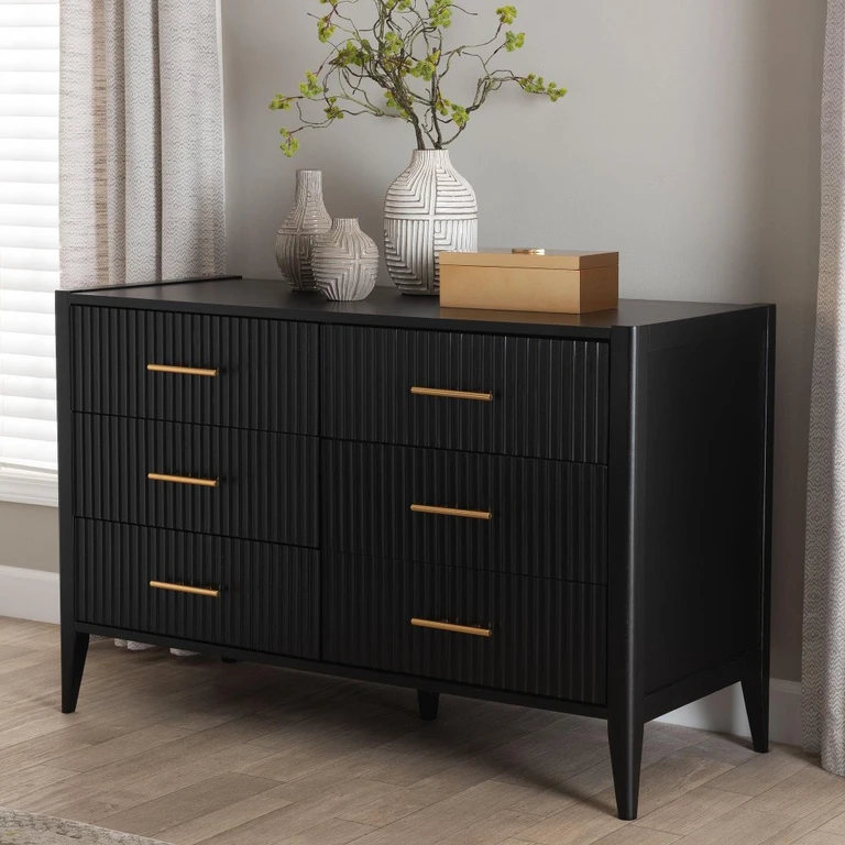 Primrose Black Mid-Century Dresser