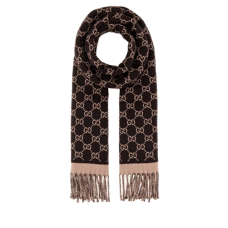 Gucci Embroidered Wool Scarf Darkbrownpink Exterior: Sciarpe E Foulard - Women