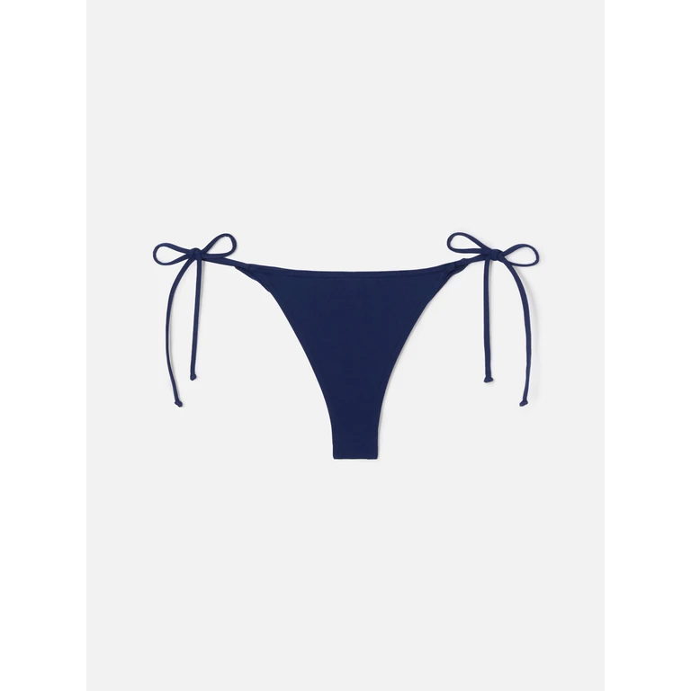 Mc2 Saint Barth Marielle Brazilian With Side Ties Bikini Bottoms Solid Blue Bottom - Women
