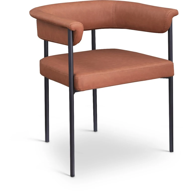 Malin Black Vegan Leather Upholstered Dining Chair, Set of 2