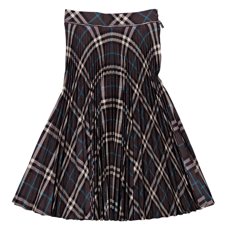 Burberry Check Pleated Midi Skirt