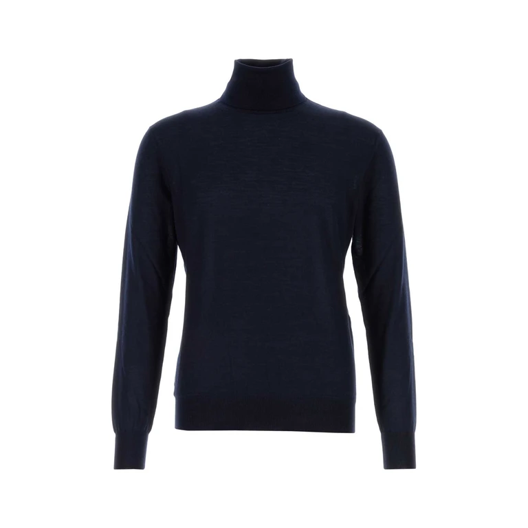 Saint Laurent Navy Blue Cashmere Blend Sweater Bleunuit Exterior: Wool Silk Maglie - Men