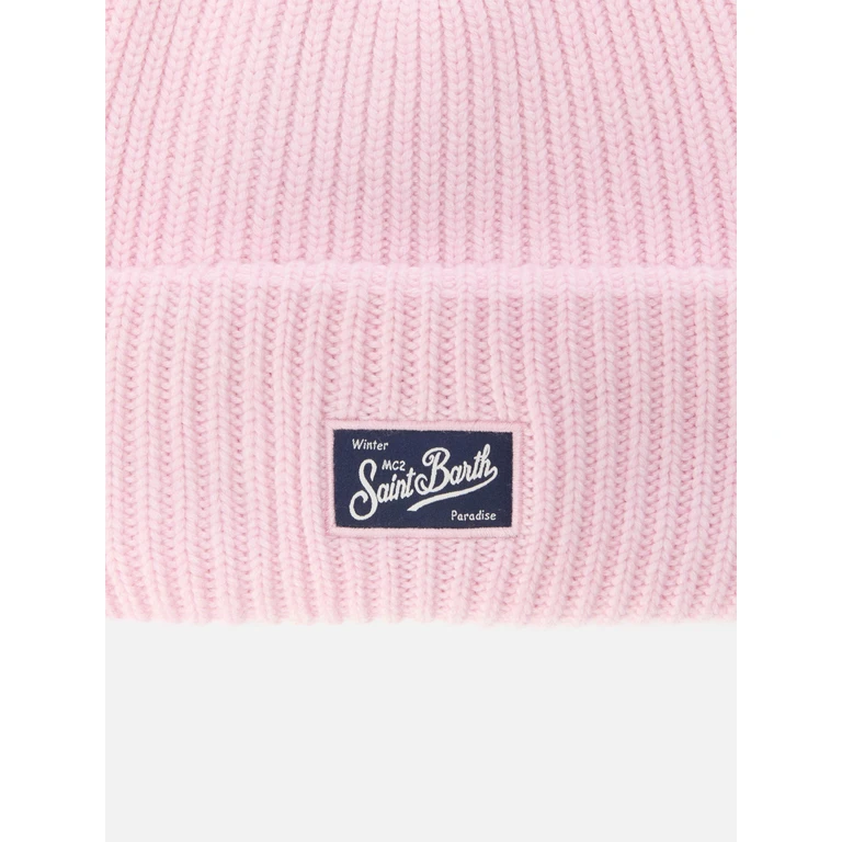 Mc2 Saint Barth Berry W Ribbed Cashmere-Blend Beanie Pink Hat - Unisex