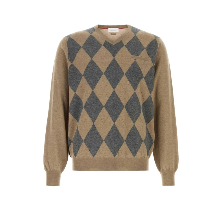 Ferragamo 145152788021 Sanmelchamel Sandmelcharcoalmel Exterior: Virgin Wool Maglie