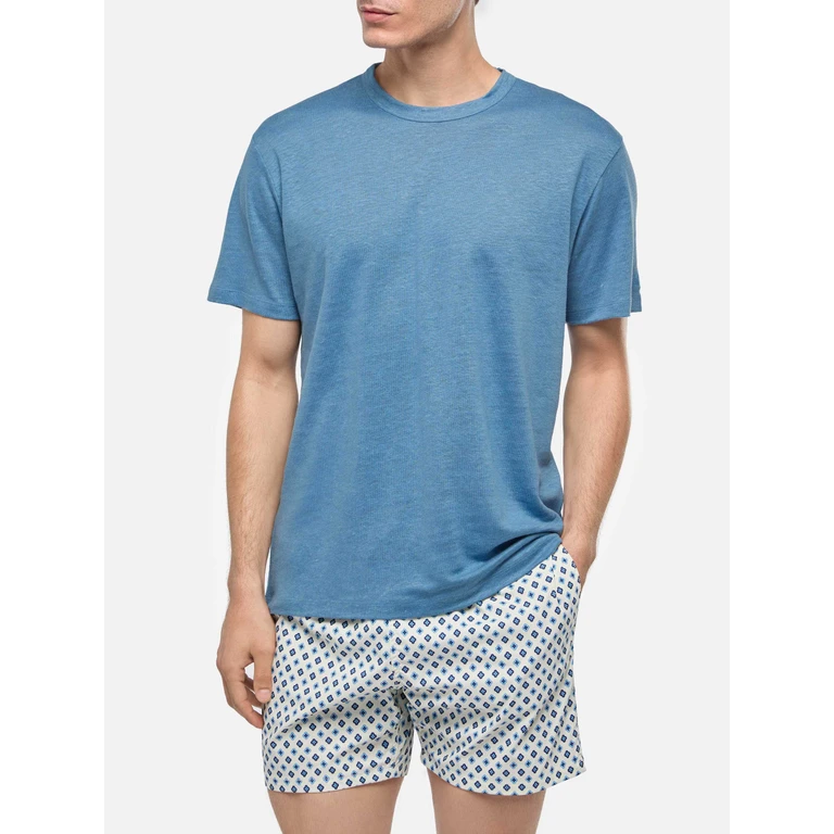 Mc2 Saint Barth Dusty Blue Linen Jersey T-Shirt Ecstasea __single__ - Men