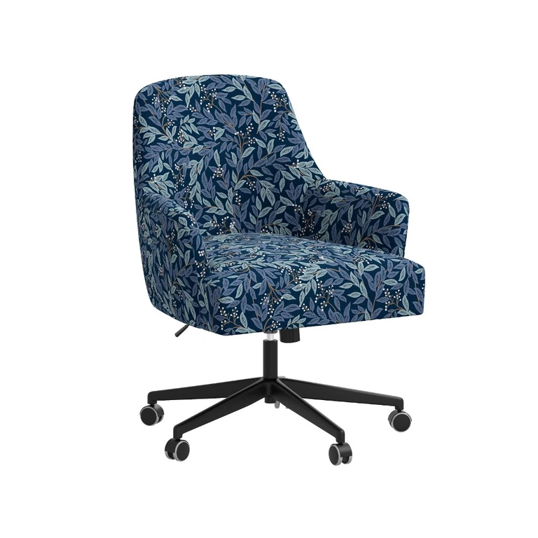Rifle Paper Co Yvette Willowberry Navy Office Chair with Gold Base