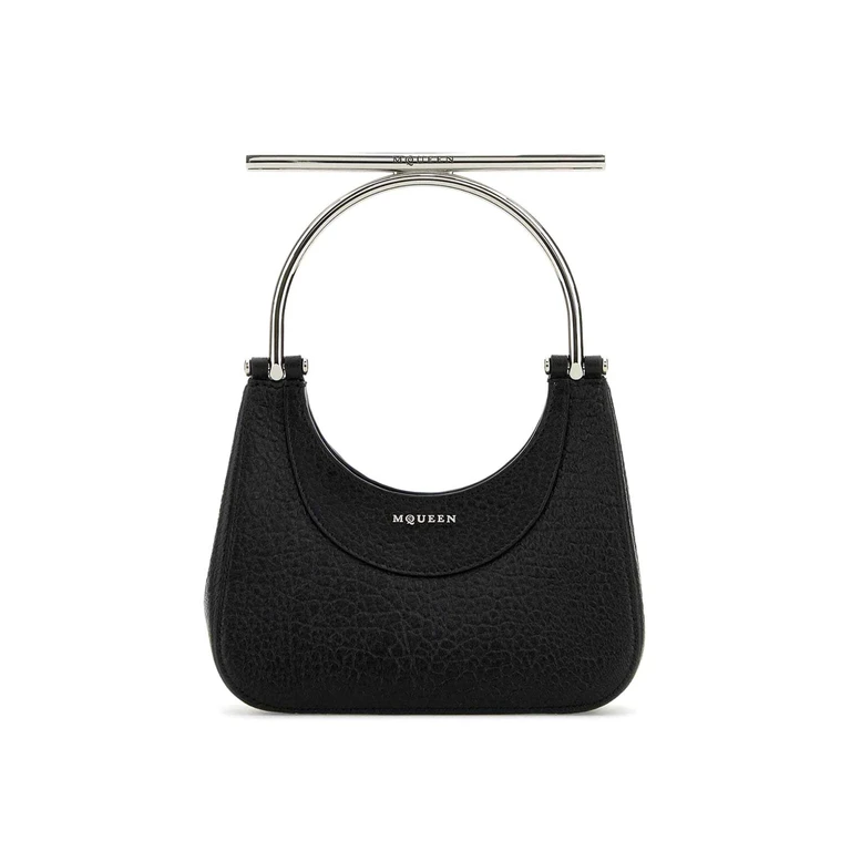 Alexander McQueen Black Leather Mini Cross-bar Handbag