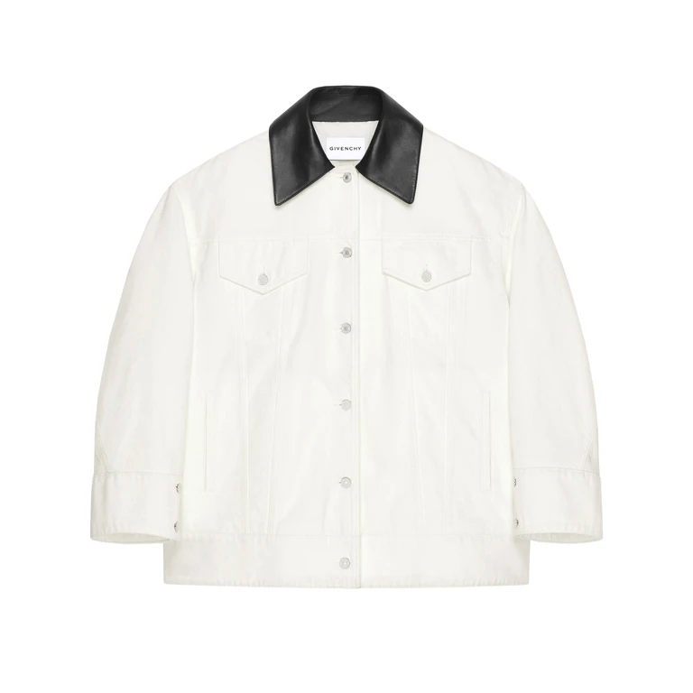 Givenchy Denim Jacket With Leather Collar