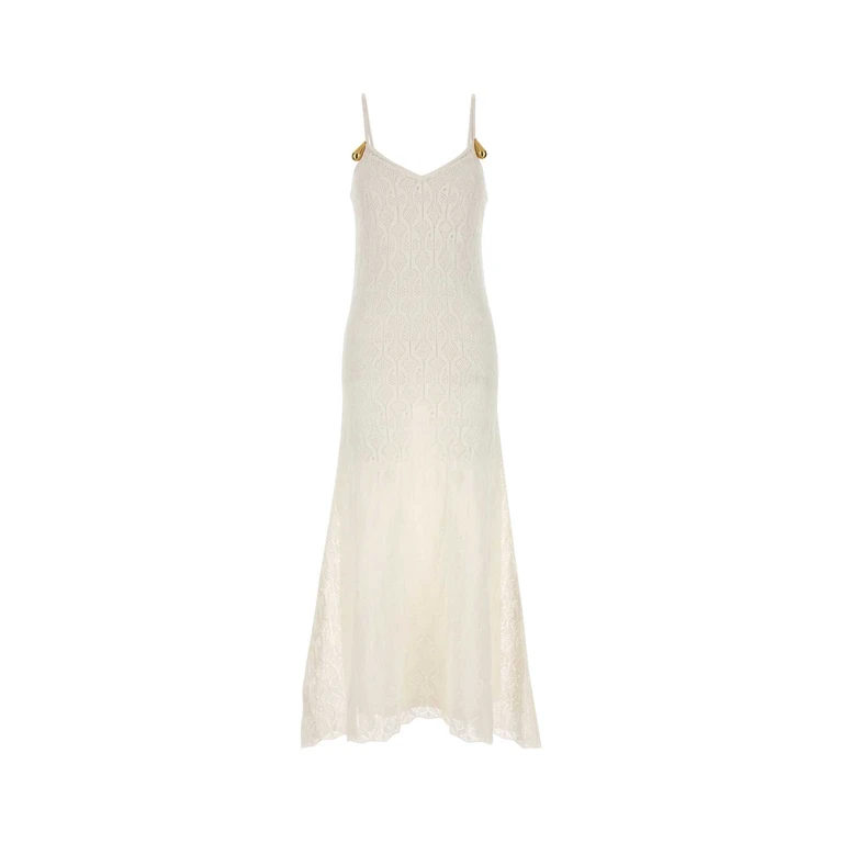 Bottega Veneta White Lace Dress Chalk Abiti - Women