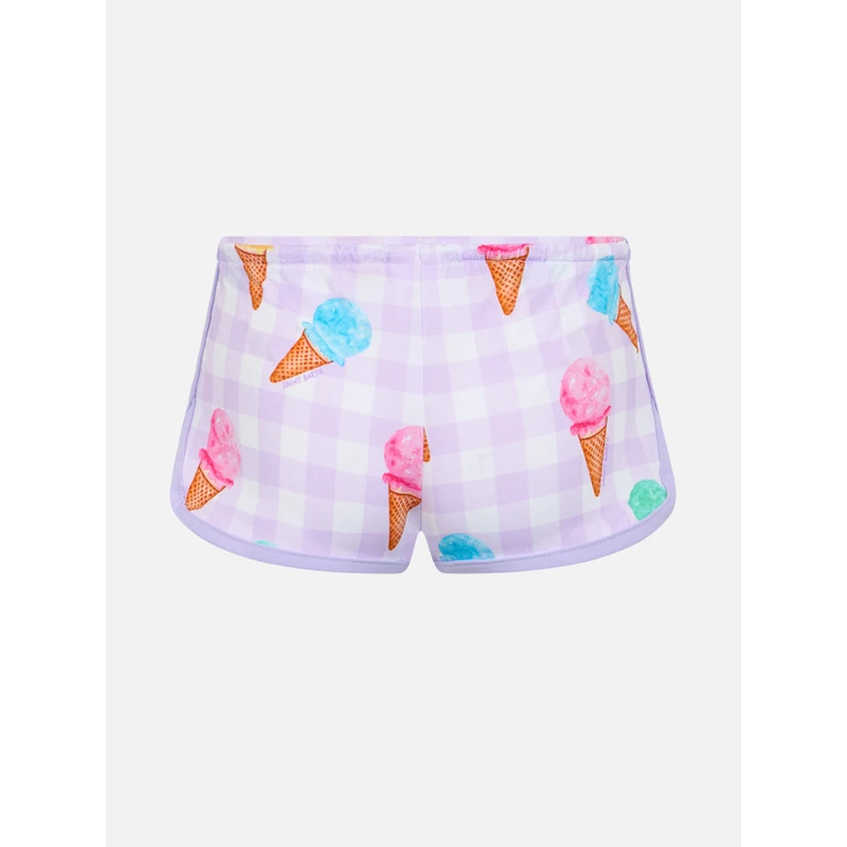 Mc2 Saint Barth Beach Shorts Coco With Ice Cream Print Pink Pant