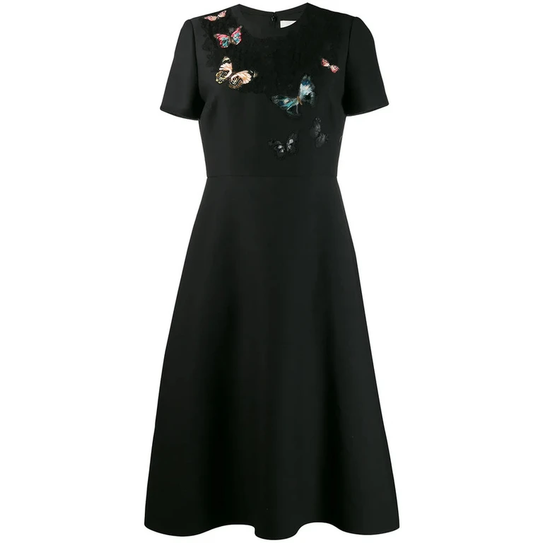 Valentino Garavani Embroidered CrÃªpe Couture Dress