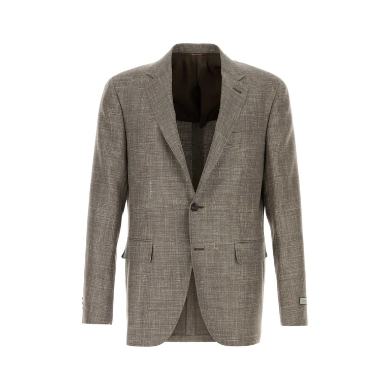 Canali Melange Grey Wool Blend Blazer Brown Giacche E Gilet - Men