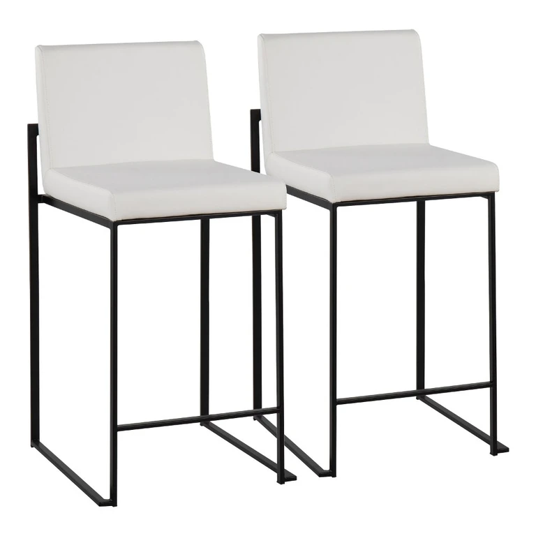 Fuji Black and Light Gray Counter Height Stool, Set of 2