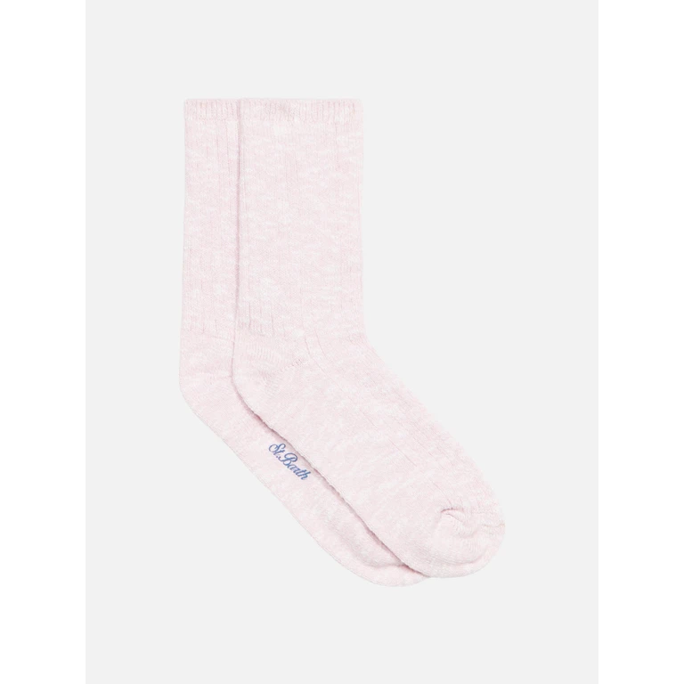 Mc2 Saint Barth Sox Rib Pink Melange Cotton Socks - Unisex