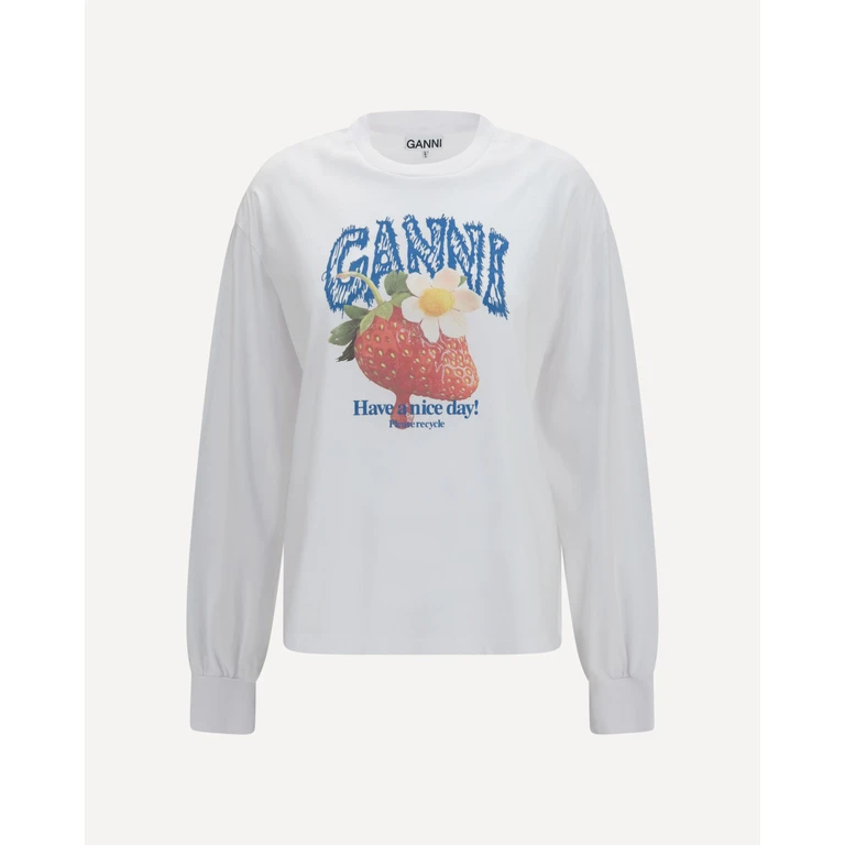 GANNI Strawberry long-sleeve cotton T-shirt Female S