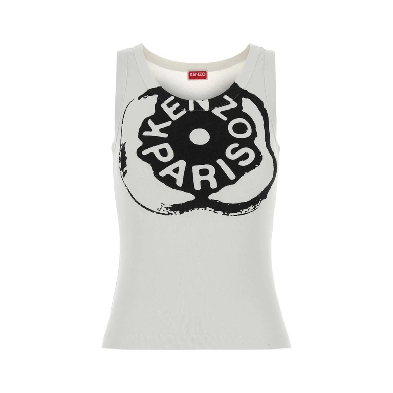 Kenzo White Stretch Tank Top Exterior: Cotton Elastane Maglie - Women