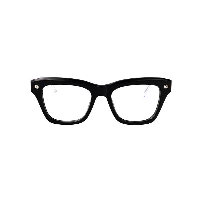 Alexander McQueen Am0484o Black-silver-transparent Metal Optical - Women
