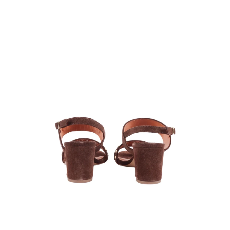 Via Roma 15 Small V Sandals Brown Leather Sole Rubber - Women