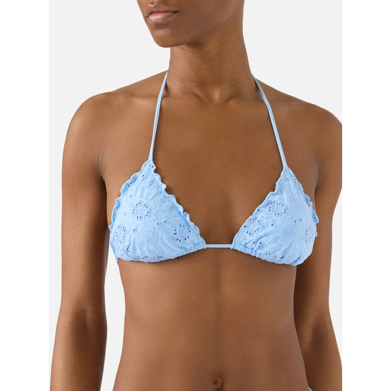 Mc2 Saint Barth Sagittarius Triangle Bikini Top Light Blue Sangallo - Women