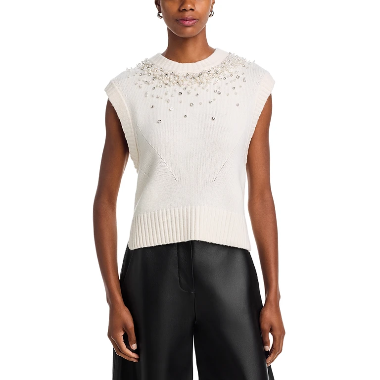 Simkhai Candra Wool-Blend Round Neck Sweater Vest