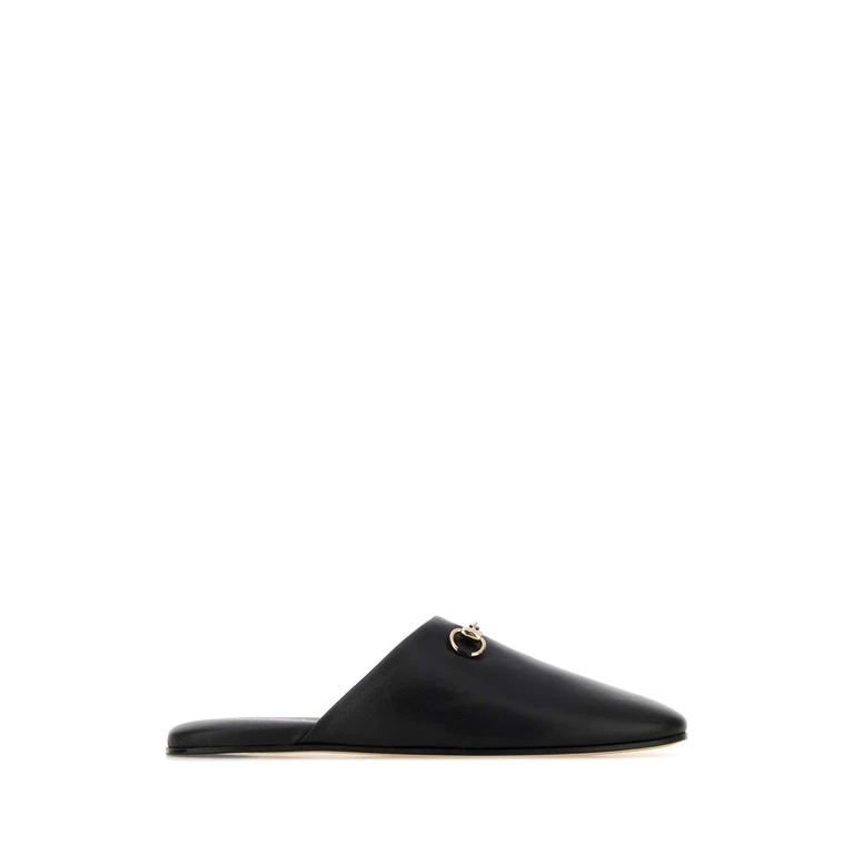 Gucci Black Nappa Leather Slippers Nero - Women