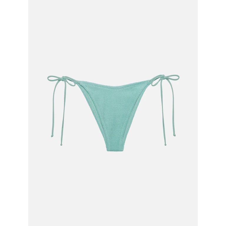 Mc2 Saint Barth Marielle Sage Green Lurex Classic Crinkle Swim Briefs Bottom - Women