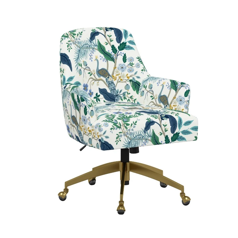 Rifle Paper Co Yvette Peacock Black Office Chair with Gold Base