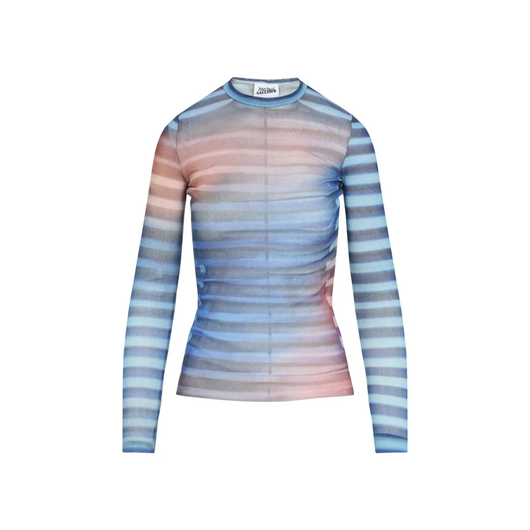 Jean Paul Gaultier Mesh Printed Air Long Sleeves Top Multicolour Polyamide - Women