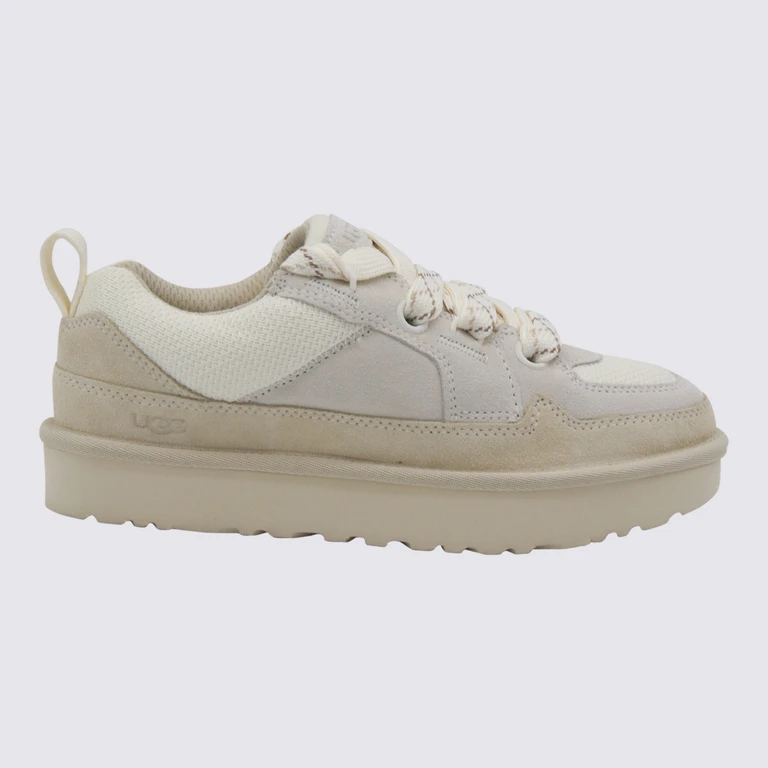 UGG lo Lowmel White Sneakers With Mesh Inserts And Logo On The Side In Suede Woman