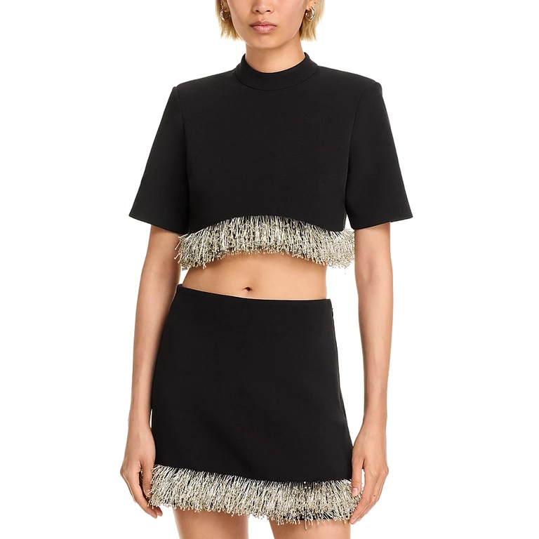 Simkhai Jalen Fringe Hem Cropped Top