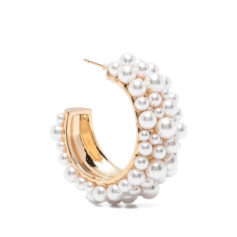 Self-portrait Pearl-embellished Hoop Earrings