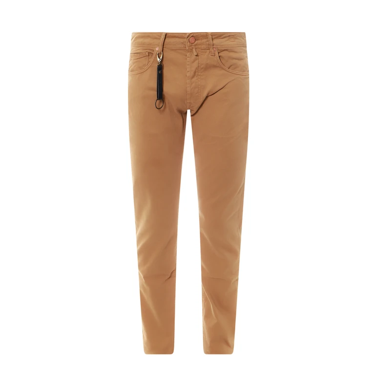 Incotex Stretch Cotton Trouser With Back Suede Logo Patch
