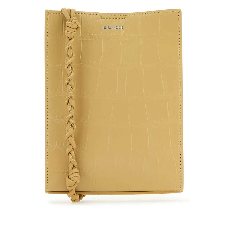 Bolso de hombro Jil Sander Small Tangle de cuero beige