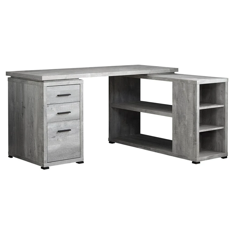 Gray Wood Grain Corner Computer Desk