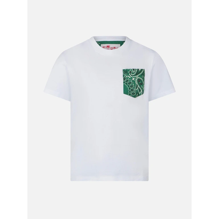 Mc2 Saint Barth Boy Cotton T-Shirt With Printed Pocket Green