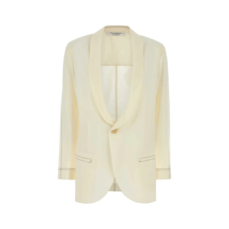 Philosophy Di Lorenzo Serafini Ivory Polyester Blend Blazer Fantasiabianco Exterior: Cotton Giacche E Gilet - Women