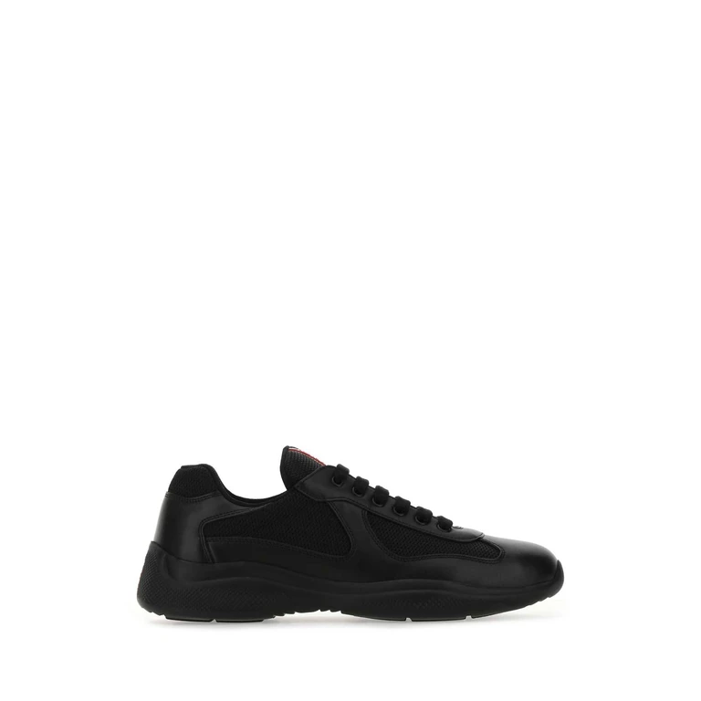 Prada Black Leather And Tech Fabric Sneakers Nero Pa-vitello - Men