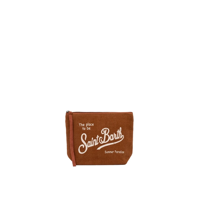 Mc2 Saint Barth Aline Brown Linen Pochette - Unisex