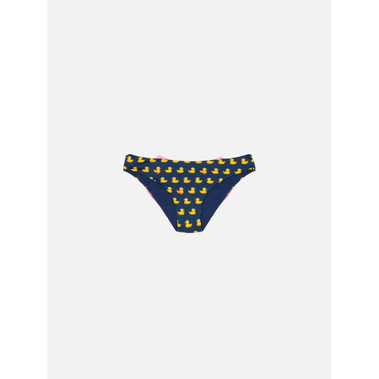 Mc2 Saint Barth Madame Swim Briefs With Bow And Ducky Print Blue Bottom