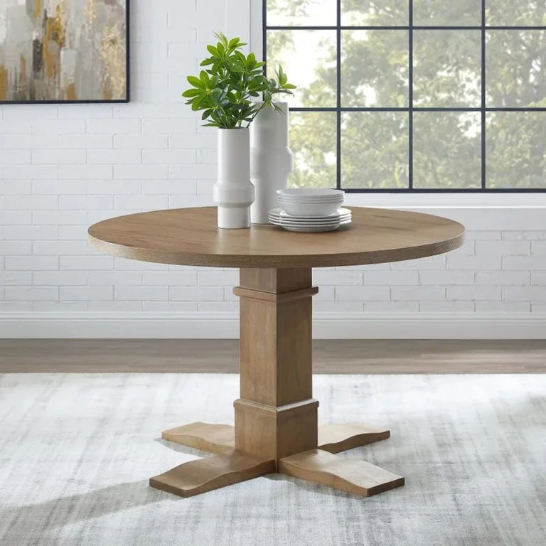 Table à manger ronde Joanna marron rustique