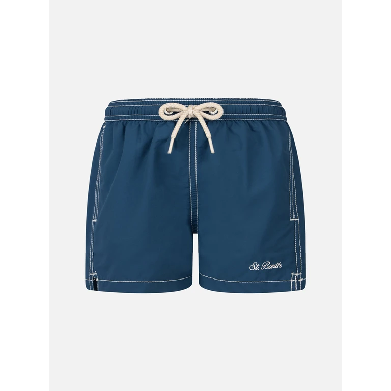 Mc2 Saint Barth Boy Navy Blue Mid-Length Swim Shorts Patmos Jr Swimshort
