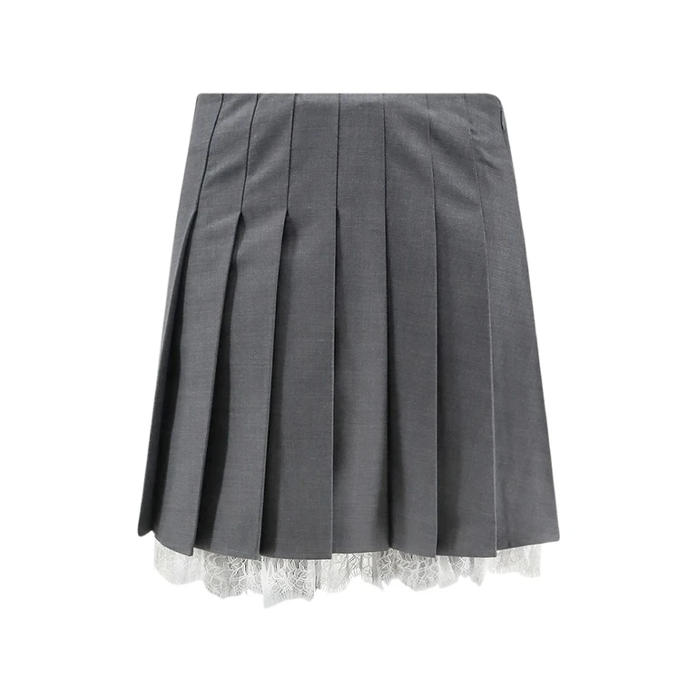 Lace-trim Pleated Mini Skirt