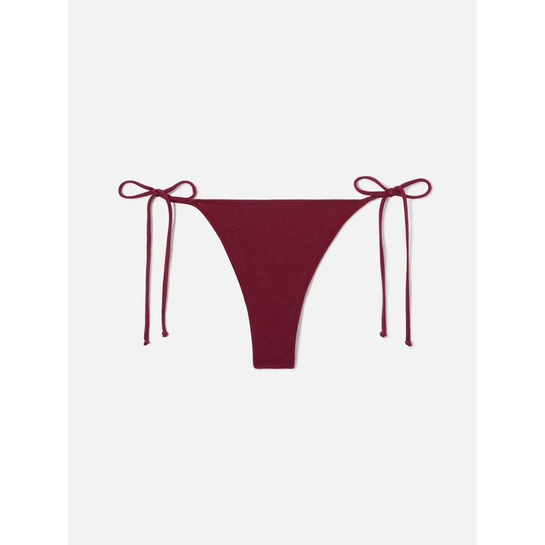 Mc2 Saint Barth Marielle Plate Brazilian Bikini Bottoms Burgundy Glossy-Finish Fabric Red Bottom - Women